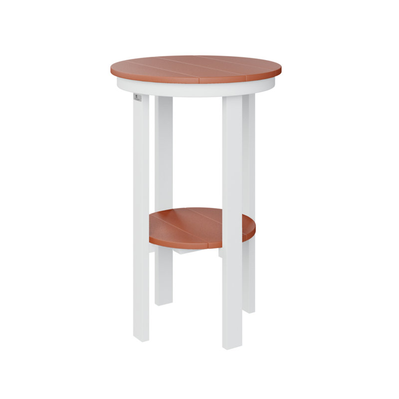 Outdoor Round End Dining Table, 29" H x 21.5" W x 21.5" D, Scarlet Red/White