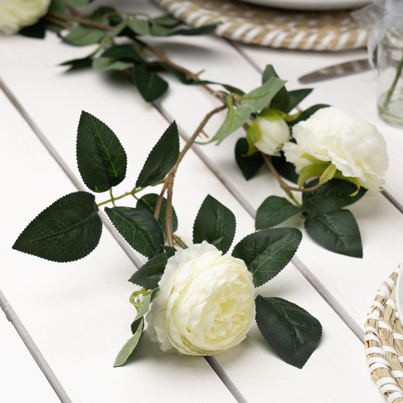 180cm Faux Camellia Rose Garland Off White