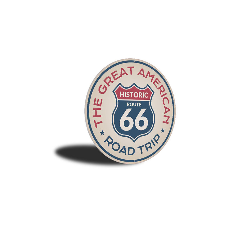 Panneau en aluminium The Great American Road Trip Route 66, H 18 po x l 18 po x P 0,06 po