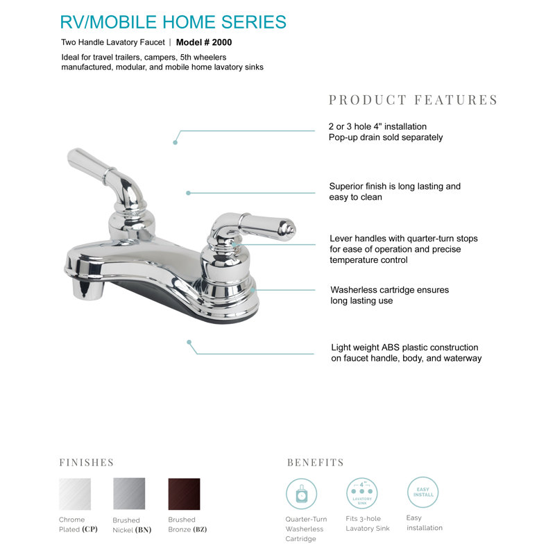 RV/Mobile Home Bathroom Faucet, Brushed Nickel