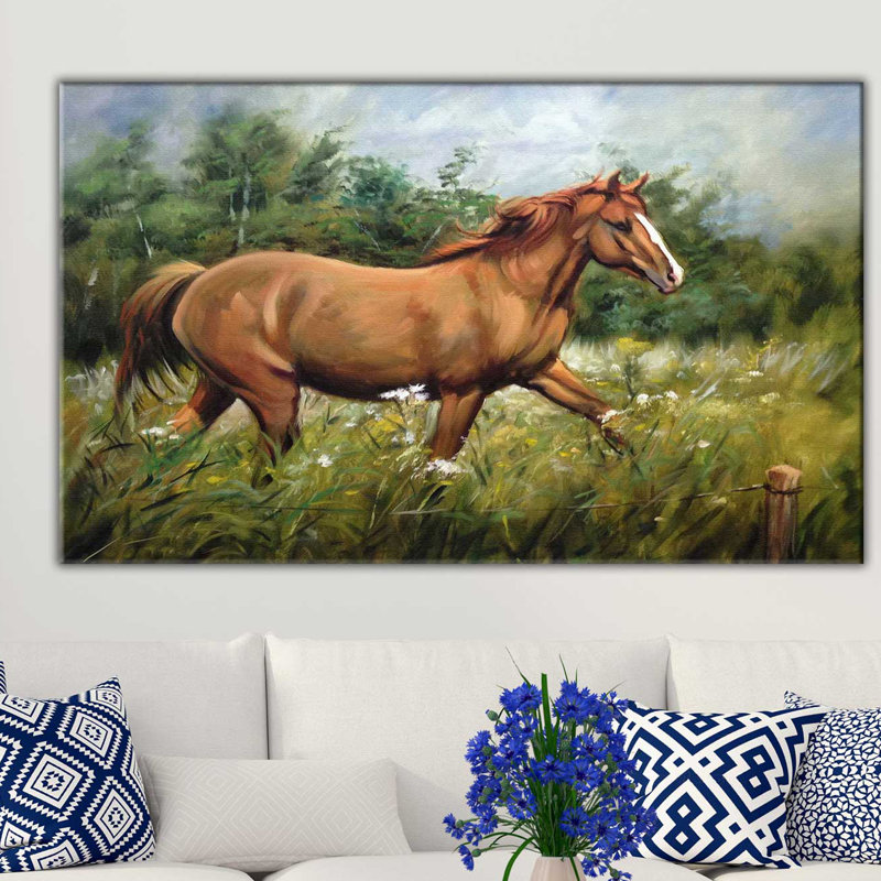 Painted Horse - reproduction sur toile tendue, H 18 po x l 30 po x P 1 po