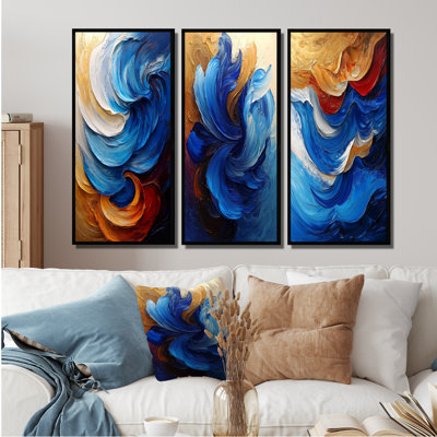 Modern Abstracy Waves Golden Harmony I - Collection d'art mural Waves