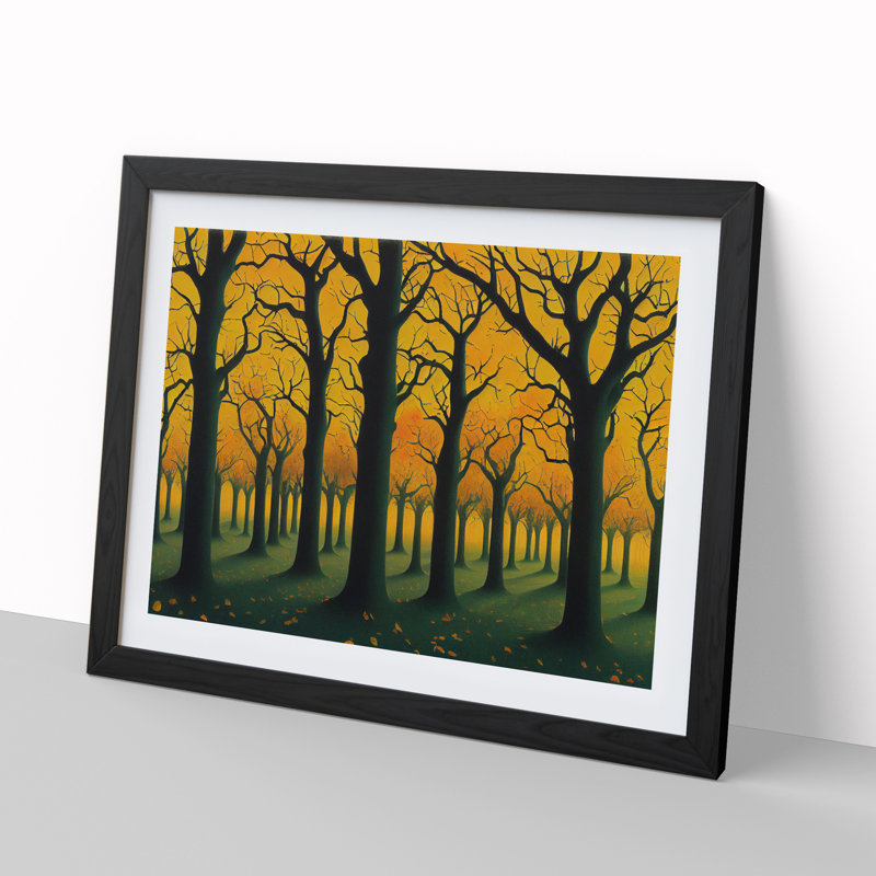 Carefree Autumn Forest - Single Picture Frame Painting, 46cm H x 64cm W x 2cm D, Black Framed