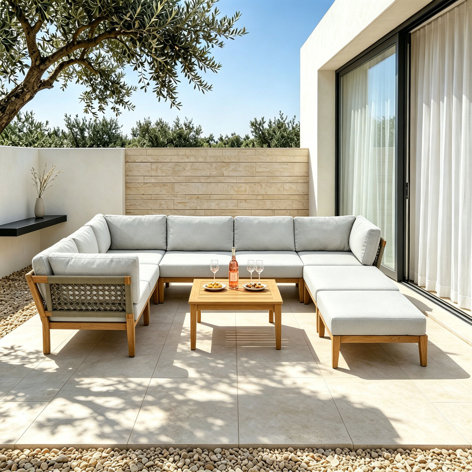 Rosanne 8-Person Teak Complete Patio Set
