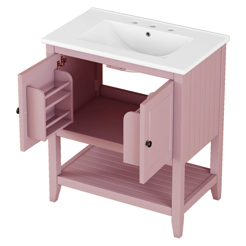 30'' Single Bathroom Vanity With Ceramic Top, Pink