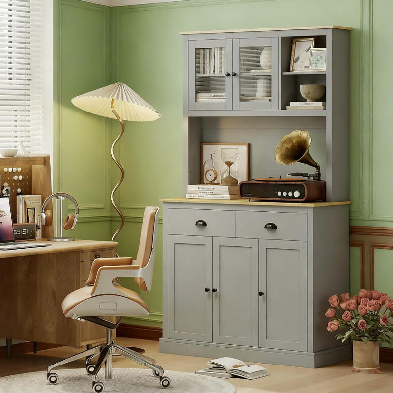 Armoire de cuisine autoportante Tall Pantry, Gris
