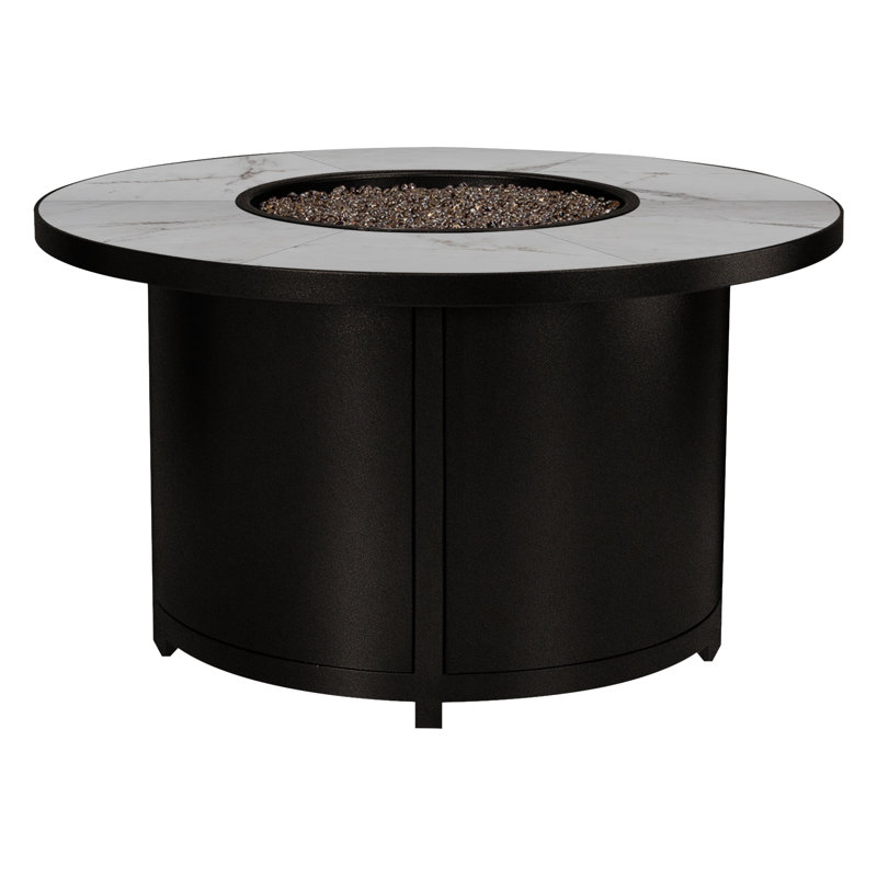 Capri Iron Outdoor Fire Pit Table, 24" H x 42" W x 42" D, Pallazo White, Carbon Black