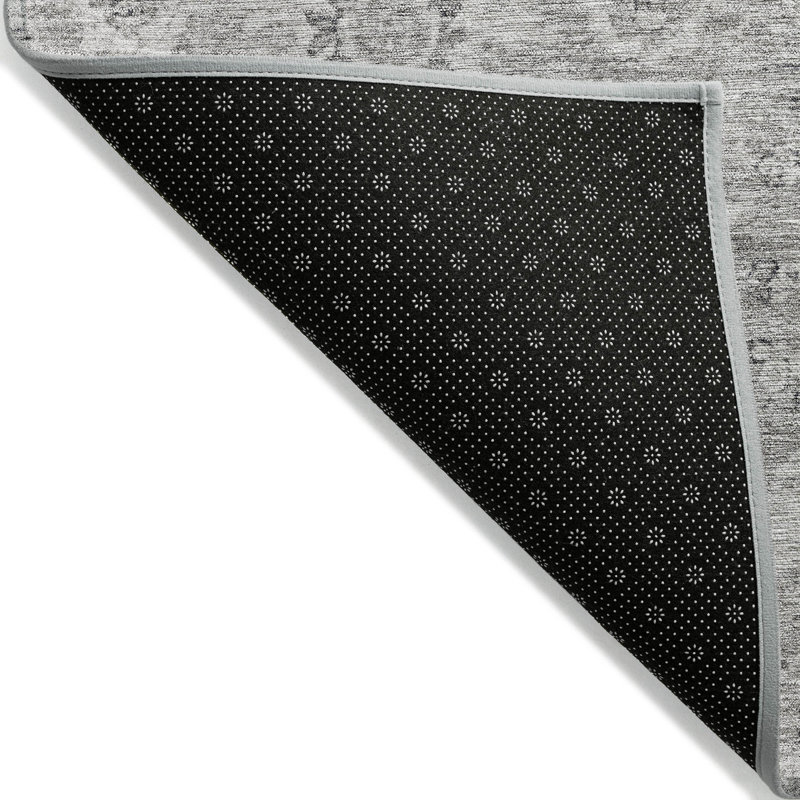 Gray Flat Woven Rectangular Washable Area Rug