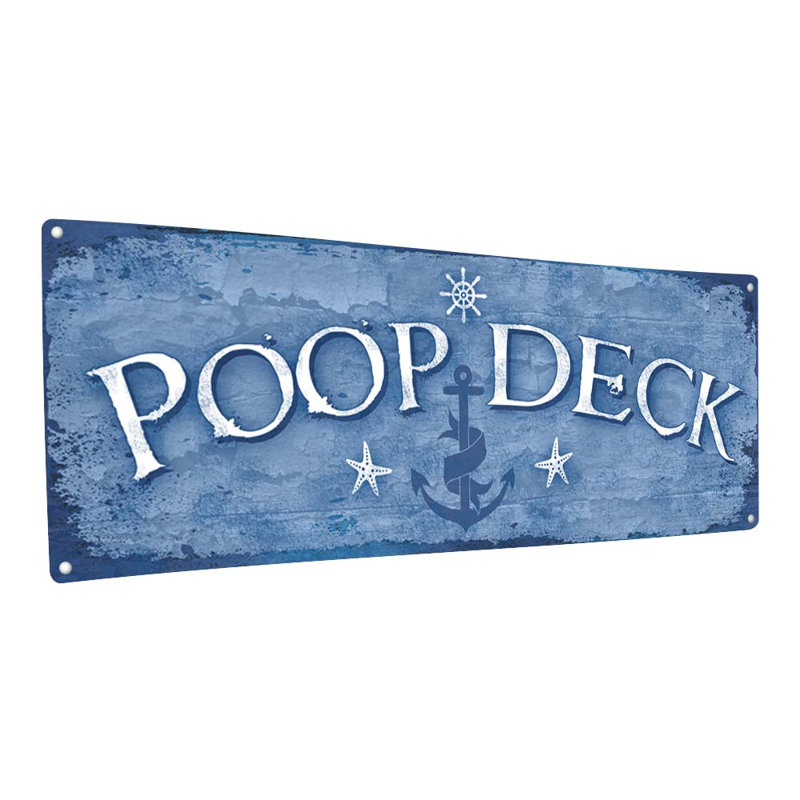 «Nautical Deck Metal Sign» sur métal, H 5,75 po x l 15,5 po x P 0,04 po