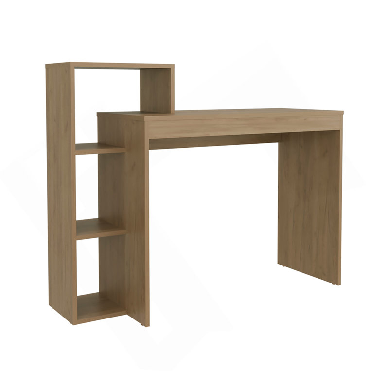 Computer Desk, 3 Shelves, Light Pine