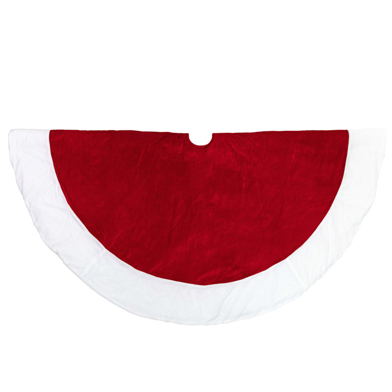 Jupe d'arbre de Noël rouge 60 po avec bordure blanche 60 po