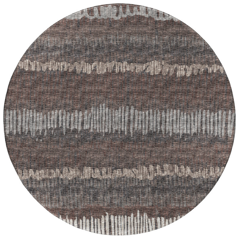 Chenille Striped Indoor/Outdoor Rug, Round 8'