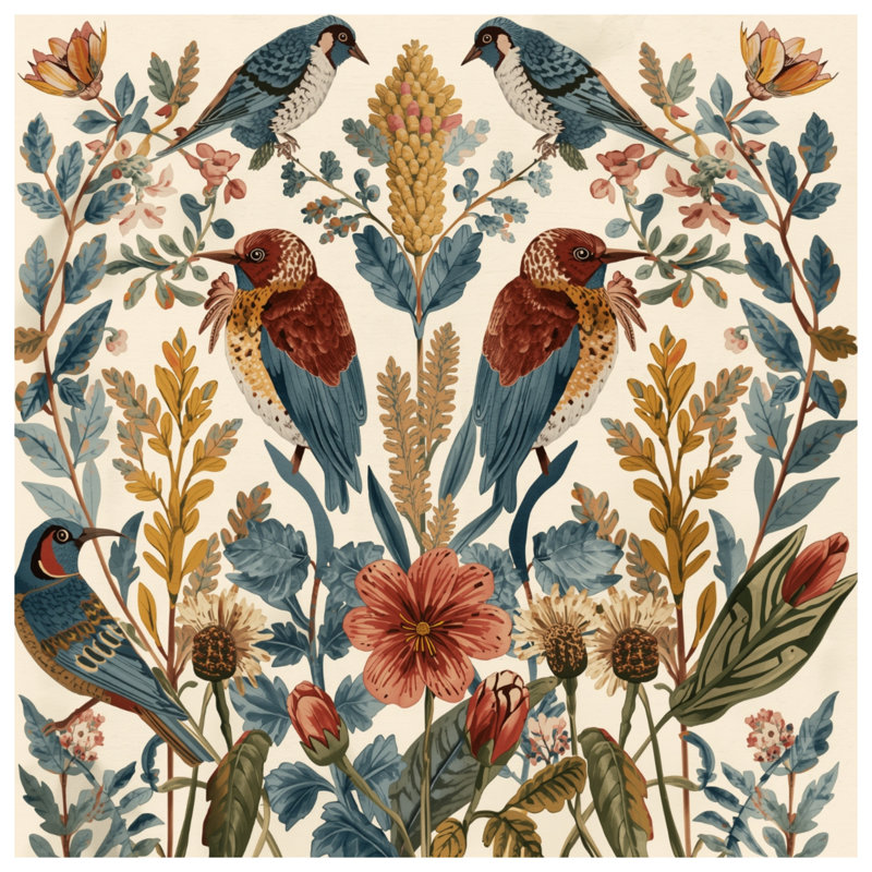 Édredon oiseaux et fleurs sauvages, Simple extra long