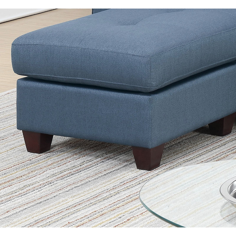 Canapé modulaire réversible en polyfibre bleu capitonné