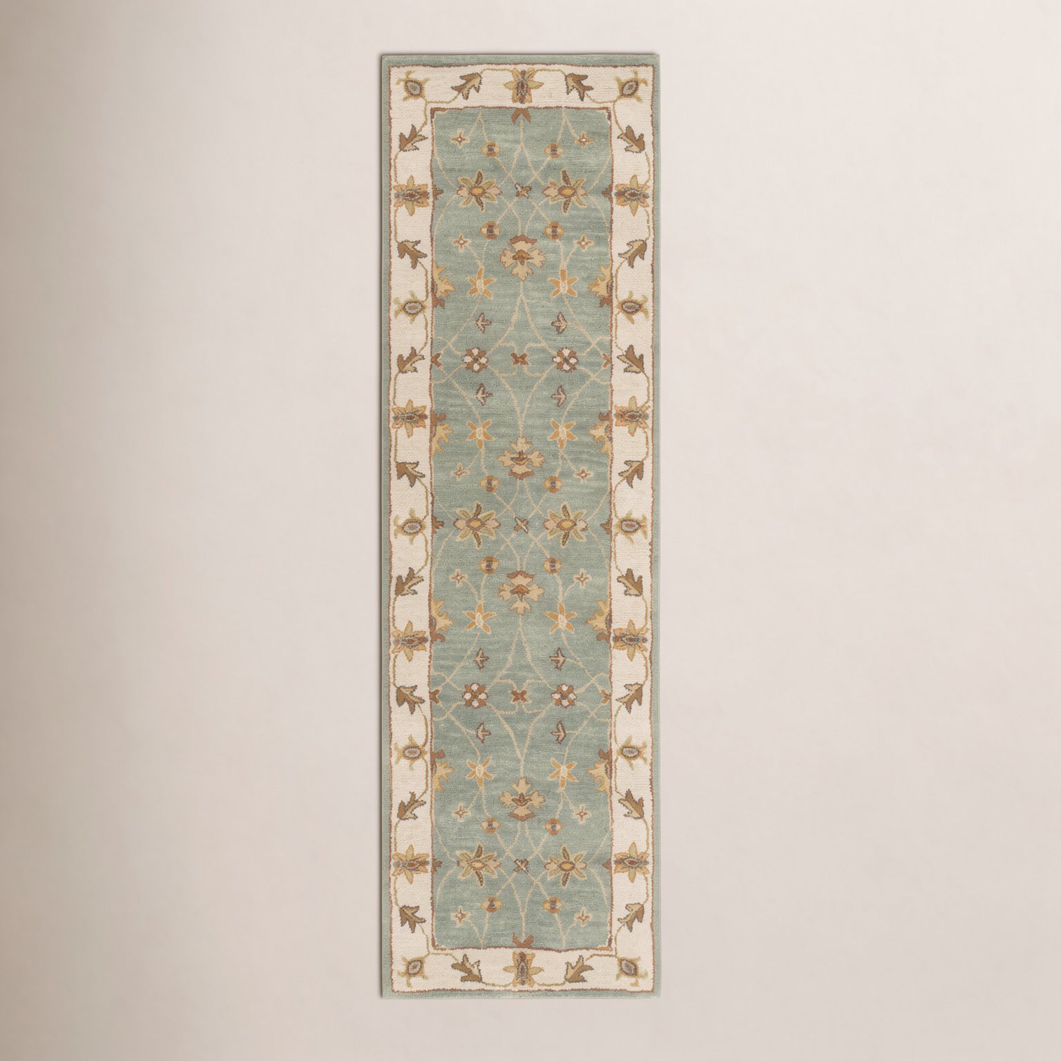 Southshore Green Hand-Woven Oriental Wool Rug, Runner 2'3" x 12'