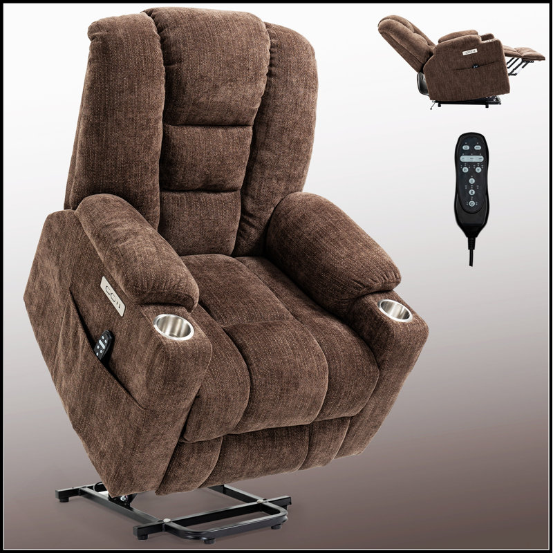 Large Power Lift Recliner Chair With Massage, Heat, And USB Ports For Elderly Comfort And Support, Brown