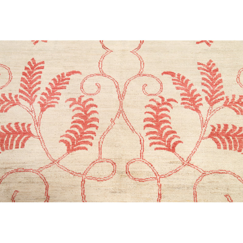 Tapis ivoire en laine noué à la main de conception unique 5 pi 5 po x 8 pi 0 po