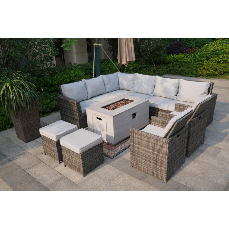 9 - Person Patio Conversation Set with Cushions