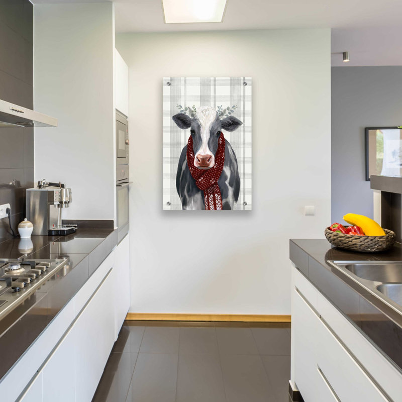'Yuletide Cow II' by Victoria Borges, Acrylic Wall Art, 36" H x 24" W x 0.2" D