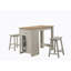 Table de salle à manger à hauteur de comptoir de 47 pouces avec armoire, tiroir et deux tabourets ergonomiques pour les petits espaces