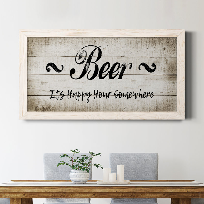 «Beer Happy Hour», art textuel sur toile, Blanc