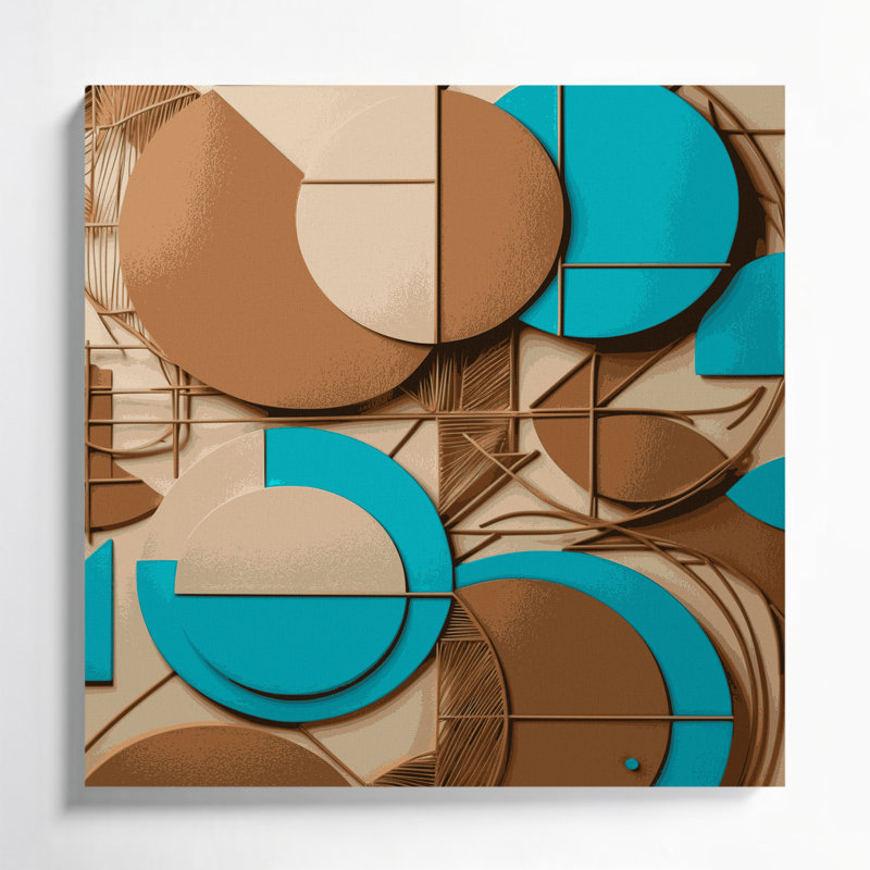 «Abstract Shapes 84», art mural sur toile brune, H 12 po x l 12 po