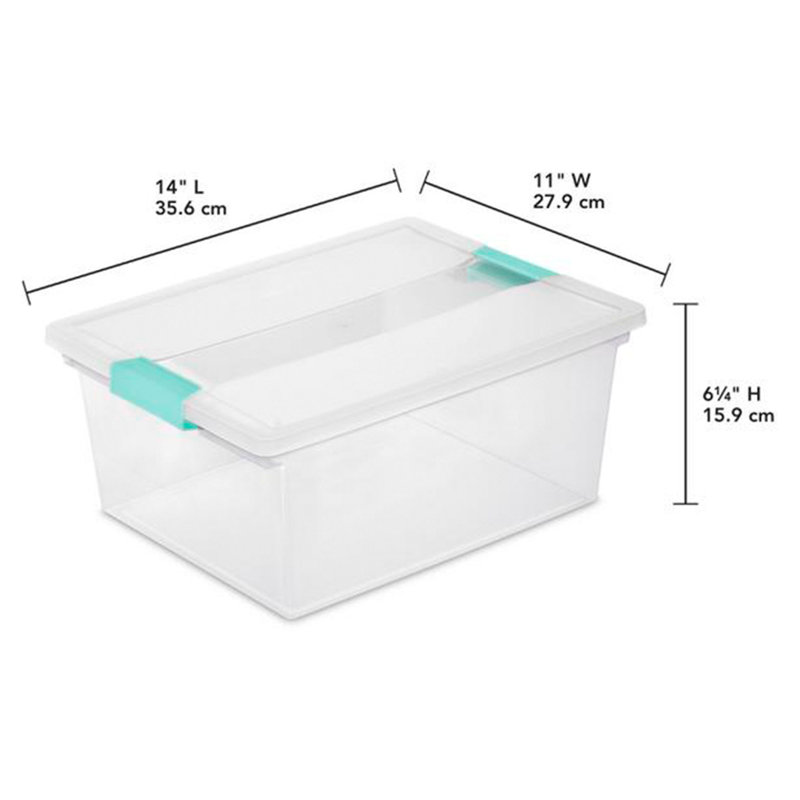 Sterilite Medium Clip Box Clear Home Storage Tote Container with Lid, Deep, 4-Pack