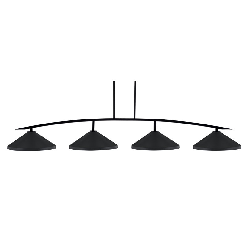 Barre d'éclairage 4 lumières avec abat-jour en métal 14 po Kurve, Noir mat