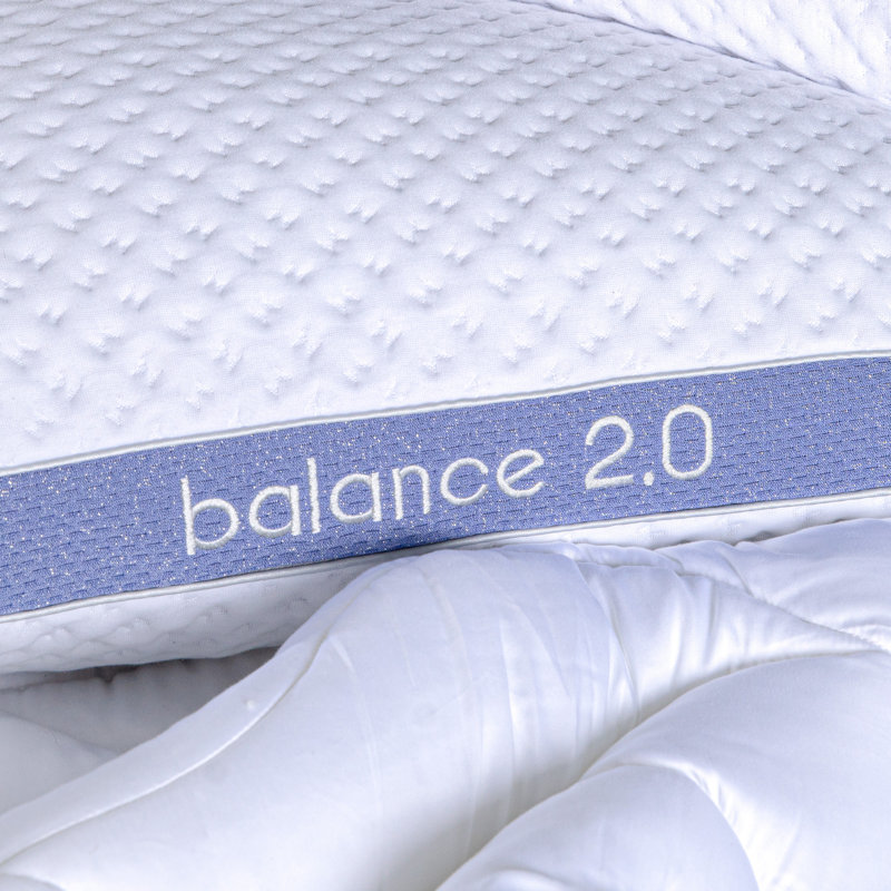Balance 2.0 White and Blue Medium Hybrid Pillow