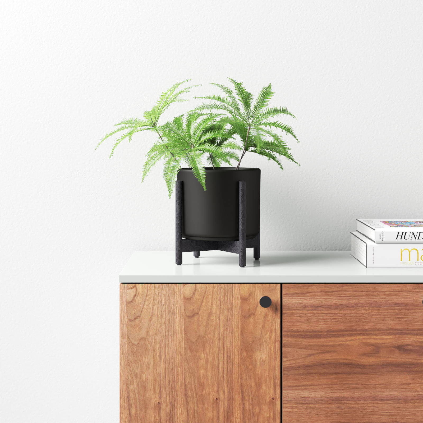Ceramic Pot Planter, Black/Dark Gray