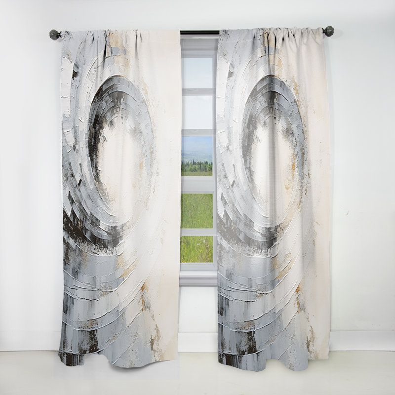 White And Grey Majestic Motion - Abstract Spirals Curtain - Velvet Room Darkening - 1 Panel, 52" W x 84" L