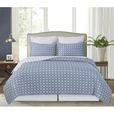 Chambray Star Twin 2-Piece Coverlet Bedding Set