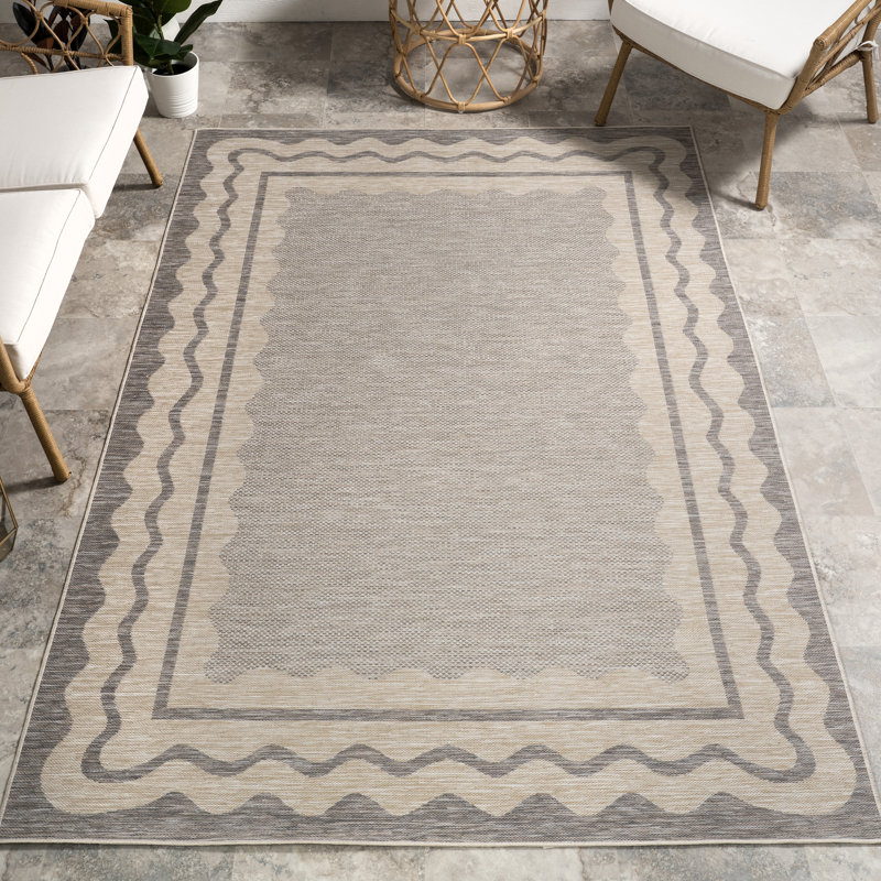Tapis intérieur / extérieur à motif géométrique Wrenlee, Rectangle 48 po x 72 po