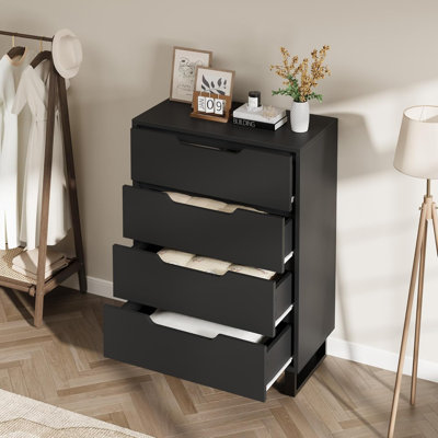 4 Dresser for Bedroom, 41.7" Tall Dresser, Freestanding Vertical Drawer Cabinet with Storage,  Closet Storage Chest for Living Room, Hallway, Entryway, Black