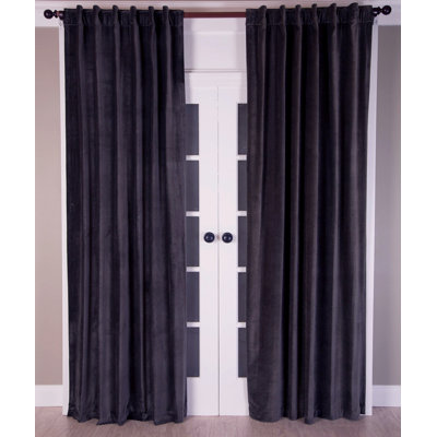 Solid Cotton Velvet Room Darkening Curtain Panel with Rod Pocket Hidden Back Tabs
