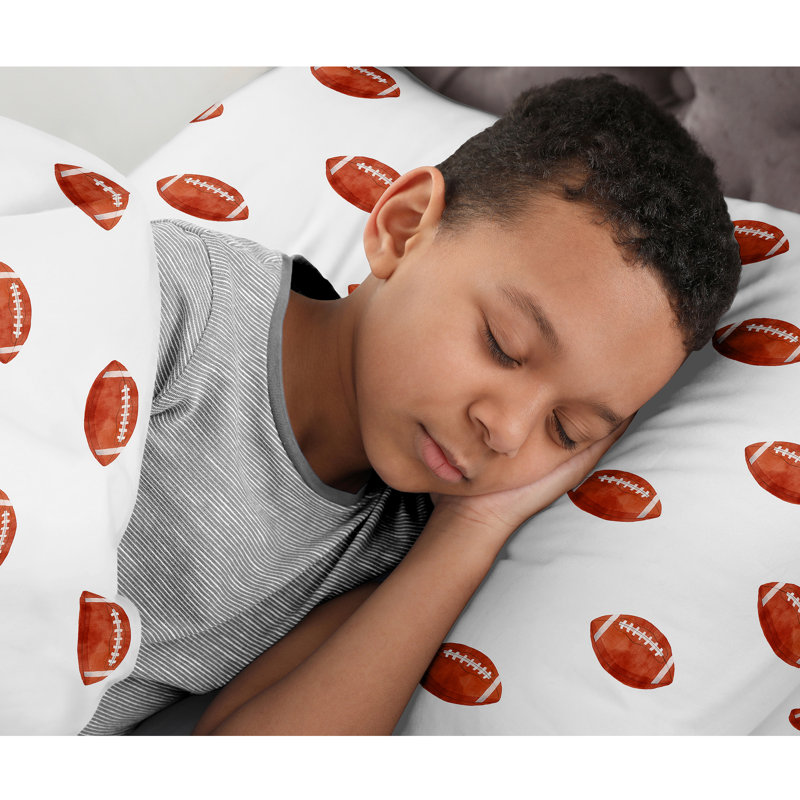 Football Sheet Set by Sweet Jojo Designs, Twin Sheet Set + 2 Fitted Sheets + 1 Pillowcase