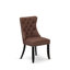 Cet ensemble de cuisine 5 pièces de style Mid-Century comprend une table en bois et 4 chaises de salle à manger en tissu de polyester bourgogne avec dossier capitonné - Finition sable-1685175788