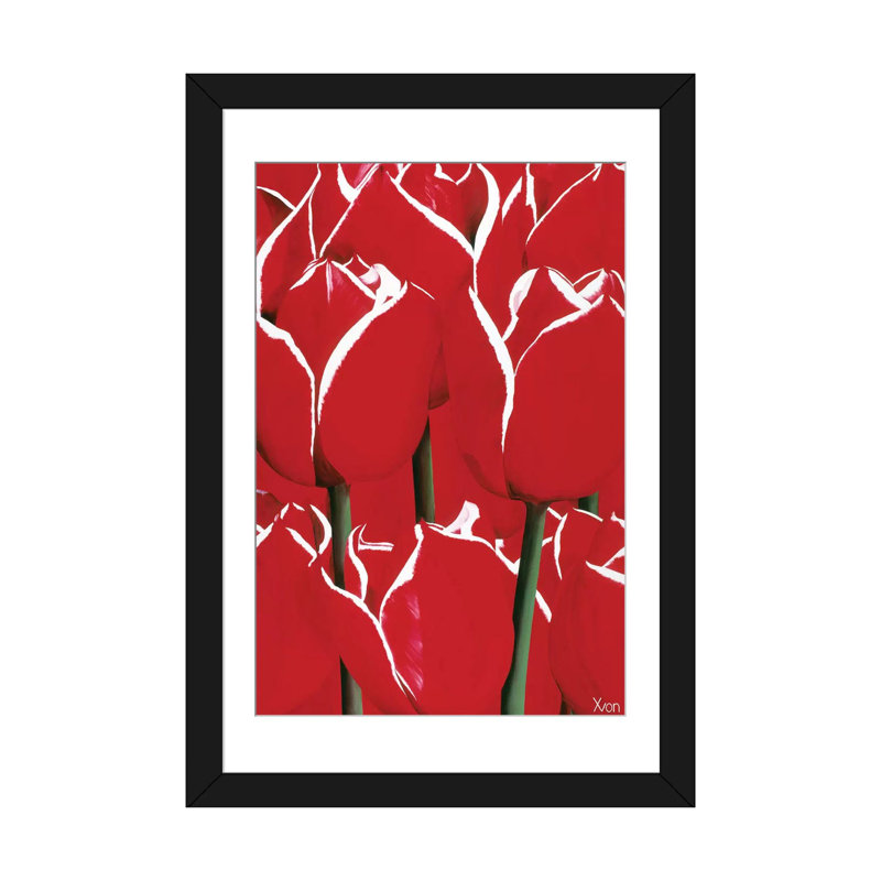 « red & white i », impression sur toile, H 24 po x l 16 po x P 1 po, Papier d'art encadré noir, Blanc