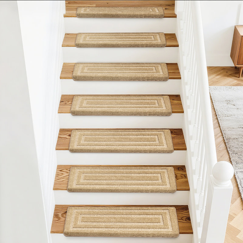 Ensemble de 12 tapis en polypropylène Bullnose Brown, Kaki