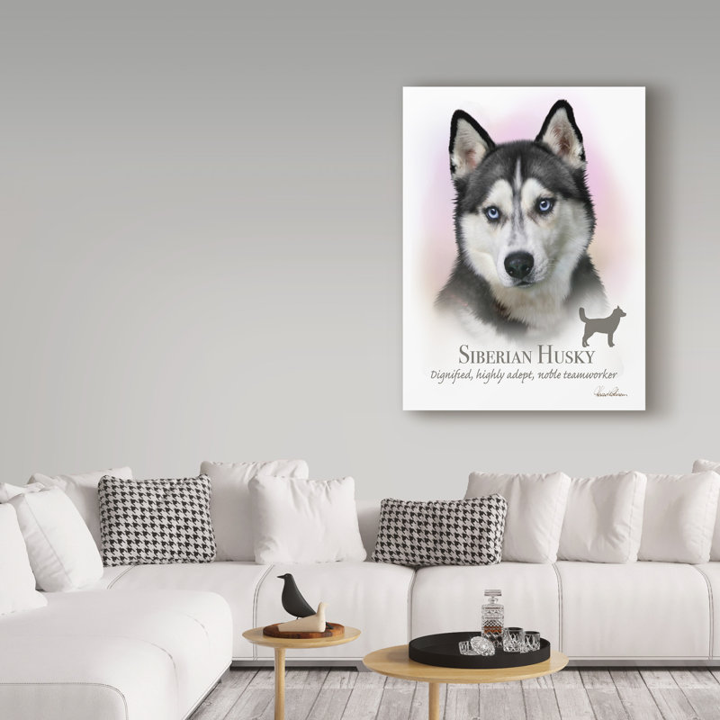« sibérie husky », reproduction d’impression sur toile tendue, H 47 po x l 35 po x P 2 po