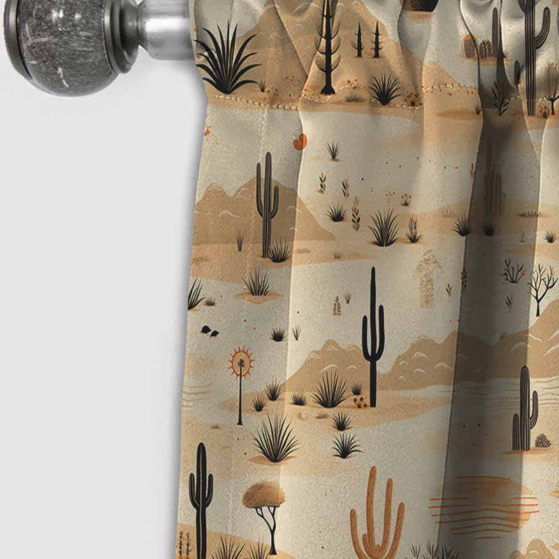 Motif bohème désert Sandy beige - rideau boho - rideau occultant abstrait - 1 panneaux, L 52 po x L 120 po