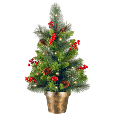 2 ft. Crestwood Spruce Tree with Battery Operated Warm White LED Lights