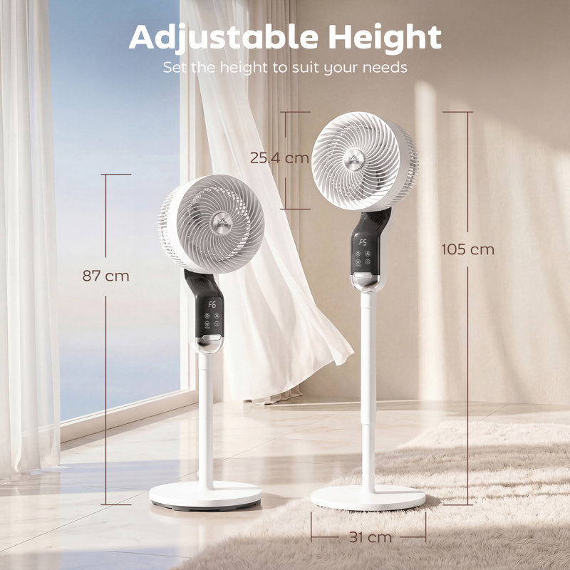 Air Circulator Fan, White/Black/Silver