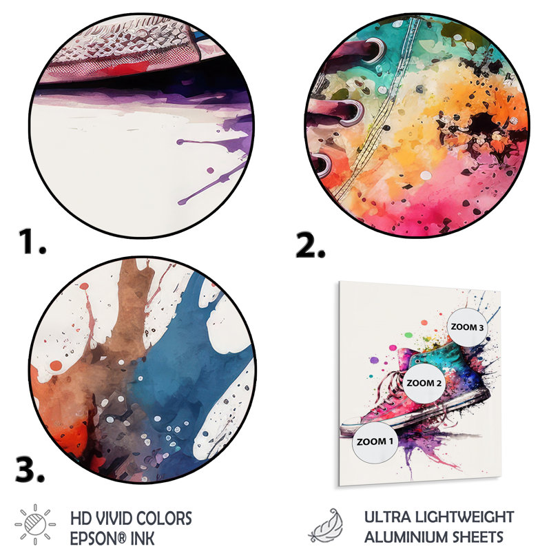 Chaussure de tennis multicolore I - décoration murale mode en métal, H 32 po x l 16 po x P 1 po