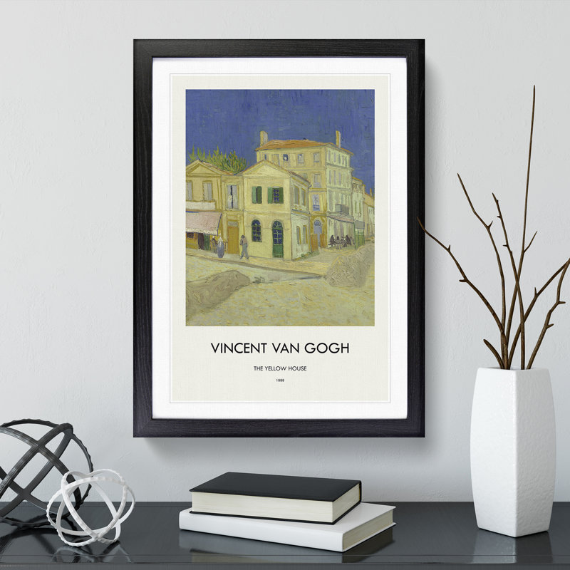 The Yellow House by Vincent Van Gogh - Picture Frame Painting, Black, 36cm H x 27cm W x 2cm D