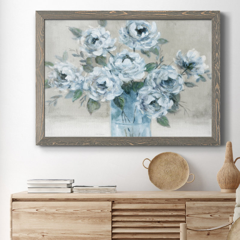 Roses tendres - reproduction de photo encadrée sur papier, H 37,5 po x l 27,5 po x P 1,5 po, gris