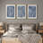 Geometric Line Navy Blue Stripe Abstract Boho Mid-Century Modern Frame Canvas 3 Piece Print Wall Art-94434520-94434522