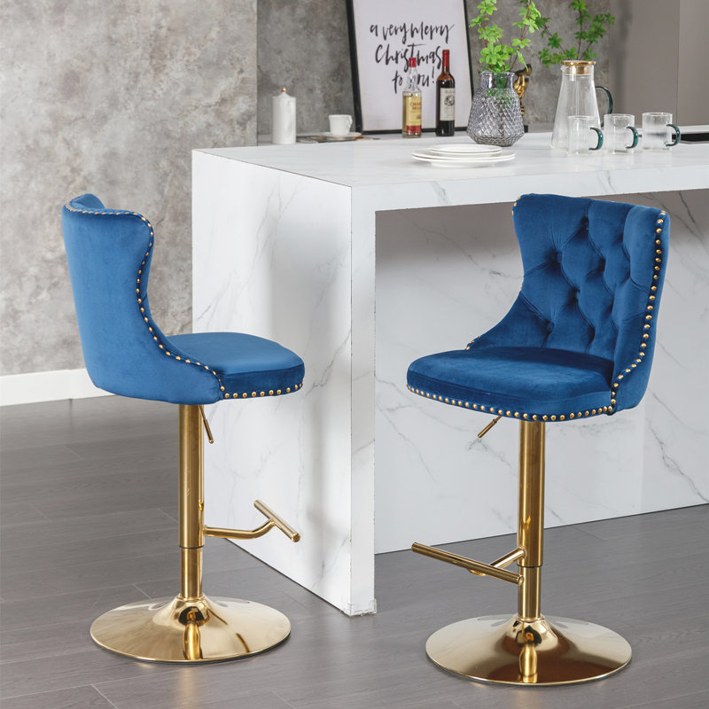 Tabouret pivotant à hauteur réglable Stormstown, Or, Bleu