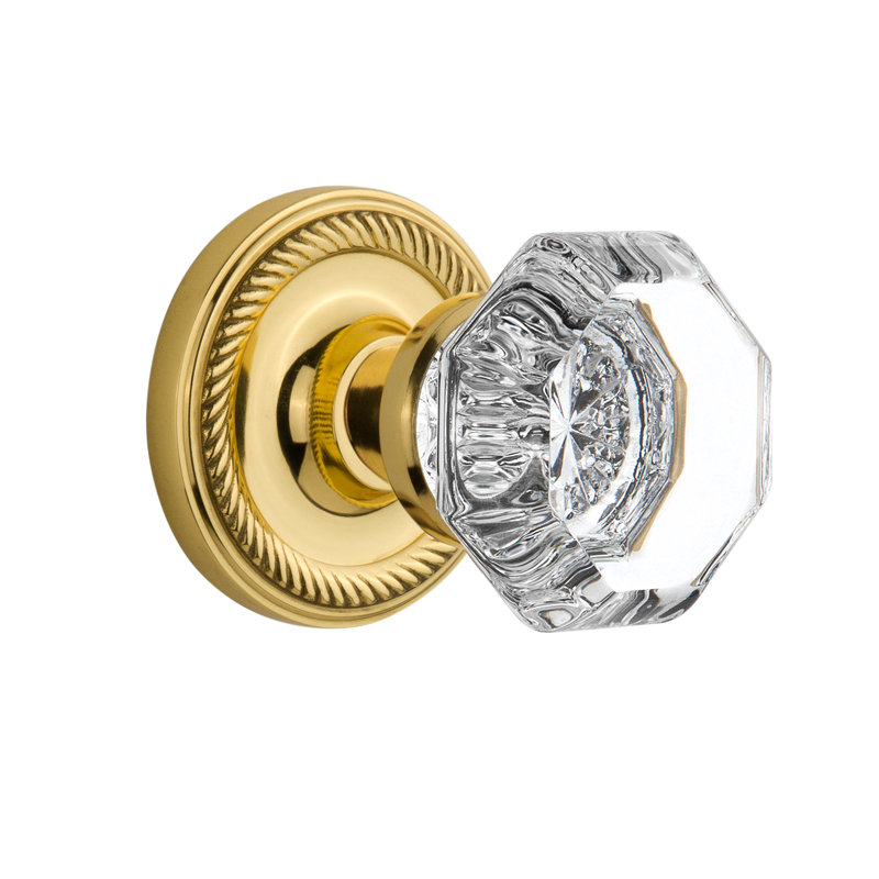 Rosette en corde avec bouton de porte Waldorf, Laiton non laqué, 2 3/4 po