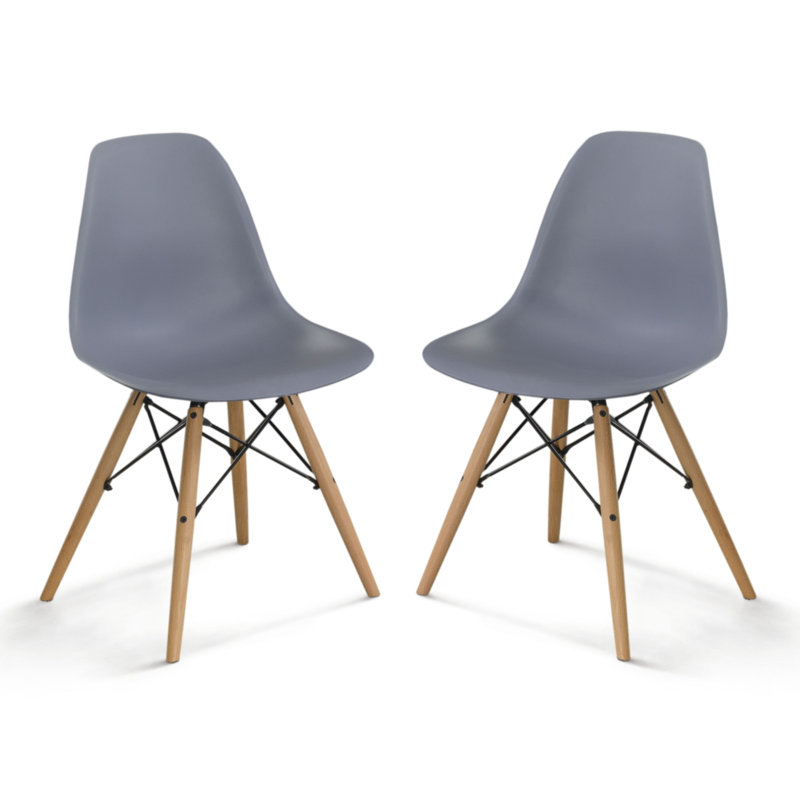 Averna Modern Side Chair with Wood Legs, Light Gray